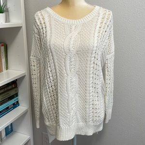 Express Ivory CableKnit Tunic Boyfriend Sweater XS